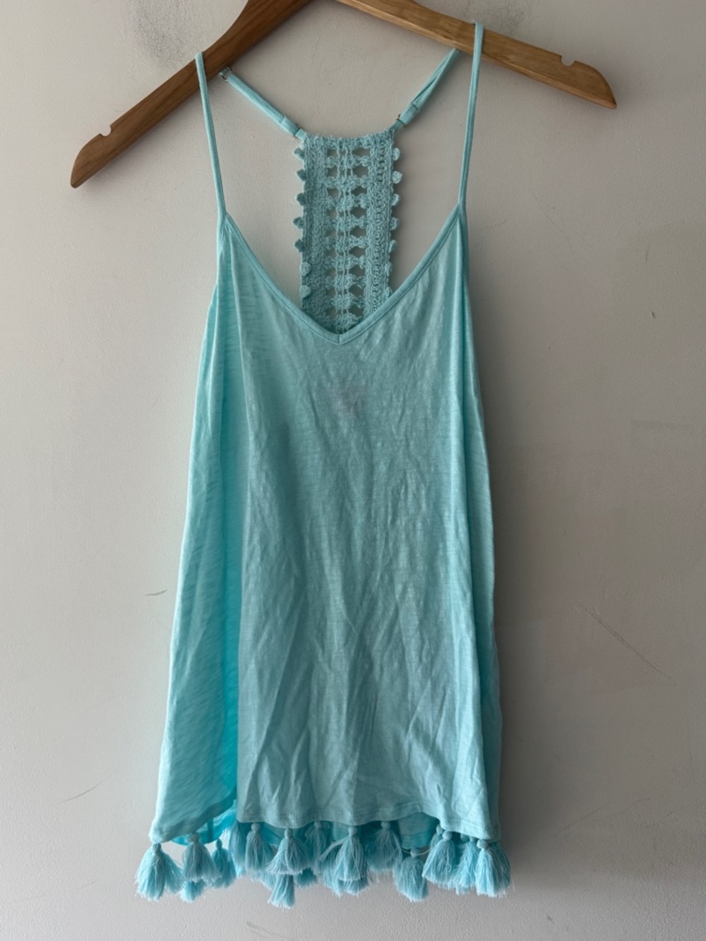 Lilly Pulitzer Adorable Aqua Blue Beachy Crochet Tassel‎ Tank Top